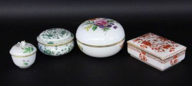 FOUR MEISSEN BOXES WITH COVERS Painted. 2x 1st choice, 2x with 4 cancellation lines.