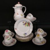 A PART SERVICE Meissen, 20th century, pot circa 1900 Painted with colourful flowers. 11