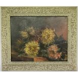 GUYOT, MARCELLE French painter circa 1910 Chrysanthemums. Oil on canvas, signed and dated: