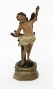 SAINT SEBASTIAN France, 18th century Small carved wooden sculpture with old painting. 30