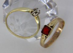 TWO LADIES RINGS 585/000 yellow gold with ruby / diamond. Ring size 52/ 54, gross weight