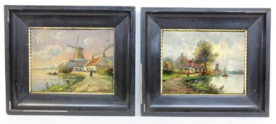 DUPONT (?) Netherlands circa 1900 Counterparts: 2 Dutch seascapes with windmill and