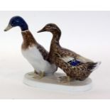A PAIR OF DUCKS Rosenthal, Selb 20th century Colourfully decorated pair of ducks on oval
