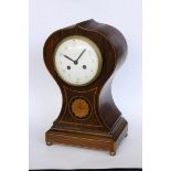 A COMMODE CLOCK France circa 1900 Inlaid wooden case striking on a coiled gong. Marked to