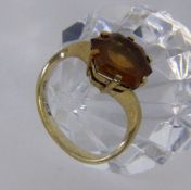 A LADIES RING 585/000 yellow gold with Madeira citrine. Ring size 56, gross weight