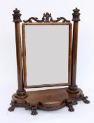 A MAKE-UP MIRROR German circa 1890 Walnut with carved elements and swivel mirror. 88 cm