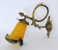 AN ART NOUVEAU WALL LAMP France circa 1910 Gilt bronze arm with yellow and blue marbled