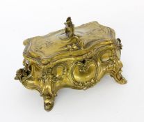 A JEWELLERY BOX IN BAROQUE STYLE France, end of the 19th century Metal, painted in gold.