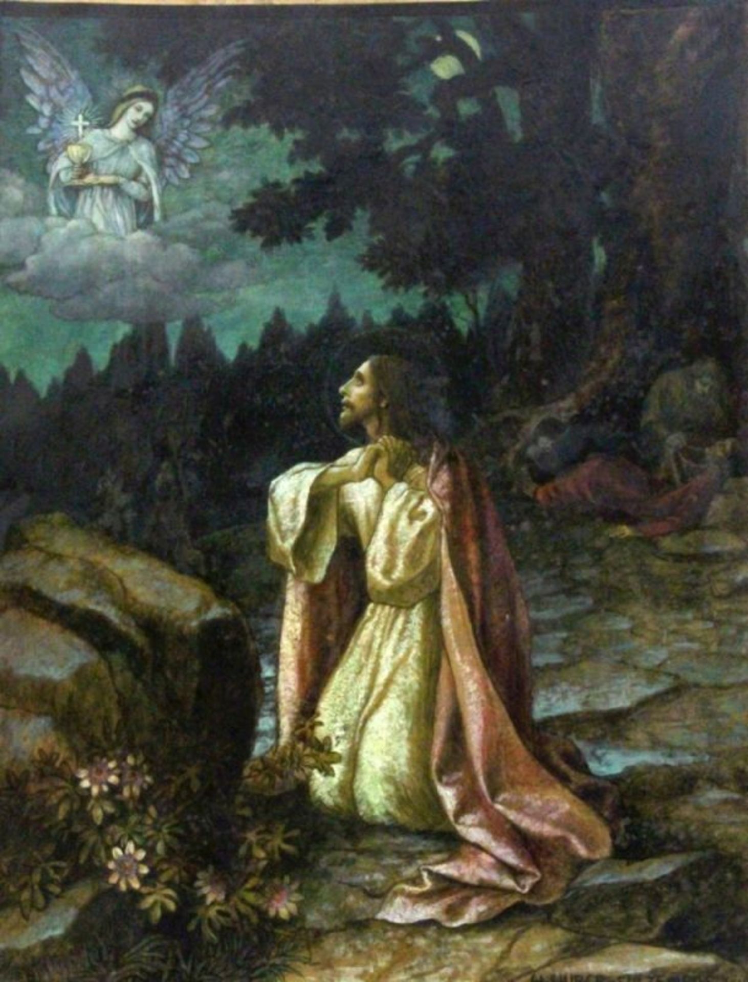 HUBER-SULZEMOOS, HANS Sulzemoos 1873 - 1951 Munich Christ on the Mount of Olives. Oil on