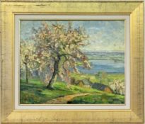 VEGER France, 1st half of 20th century Seascape with a blooming fruit tree in the