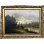 LENGLET, CHARLES ANTOINE born in 1791 Seascape with pedestrian. Oil on canvas, signed. 66