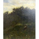 (Copy after) LANG, ALBERT circa 1900 Girl in a field of flowers at the edge of a forest.