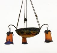 AN ART NOUVEAU HANGING LAMP probably Muller freres, Luneville circa 1920 Bowl in the