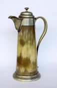 A WINE JUG German circa 1900 Conical body made of horn with metal mount. 33 cm high.