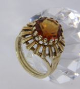 A LADIES RING 585/000 yellow gold with Madeira citrine. Ring size 56, gross weight