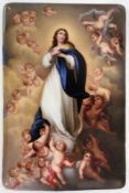 MARY IMMACULATE Firenze, 20th century Painted porcelain painting after Bartolome Esteban