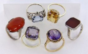 LOT VON 6 SILBERRINGENA LOT OF 6 SILVER RINGS