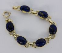 ARMBANDSilber vergoldet mit Lapislazuli. L.18cmA BRACELET Silver, gold-plated with lapis lazu