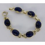 ARMBANDSilber vergoldet mit Lapislazuli. L.18cmA BRACELET Silver, gold-plated with lapis lazu