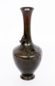 AN ELEGANT BRONZE VASE Japan, Meiji period Patinated bronze with sculptural