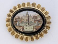 A PIETRA DURA BROOCH Italy, 19th century Very fine coloured mosaic representation of the