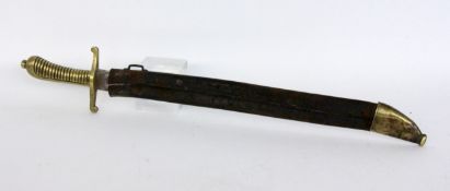 AN INFANTRY FASCINE KNIFE 19th century Brass handle and crossguard. Single-edged blade,