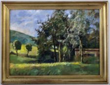 ANREINER, L. 1945 Summer landscape. Oil on cardboard, signed and dated: (19)45. 36 x 48