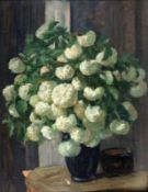 ZIX, FERDINAND Saarbrucken 1864-1942 Stuttgart Flowers of viburnum in the vase. Oil on