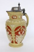 A LARGE HISTORISM WINE JUG Villeroy & Boch, Mettlach circa 1900 Stoneware with rich style