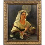 ITALIAN SCHOOL 19th century Praying Neapolitan woman in costume and with coral necklace.