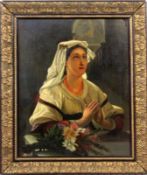 ITALIAN SCHOOL 19th century Praying Neapolitan woman in costume and with coral necklace.