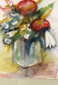 MONOGRAMMIST A. K. 1991 Flowers in the vase. Watercolour, monogrammed and dated: (19)91.