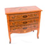 A BAROQUE STYLE CHEST OF DRAWERS Rosewood veneer with floral decoration. Chest with two