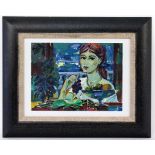 LAC, ANDRE 1920 - Toulouse - 2009 Woman with a bowl of grapes. Gouache, signed. 24.5 x 33