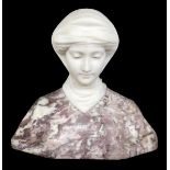 GUGLIELMO PUGI Fiesole circa 1850 - 1915 Florence Bust of woman made of alabaster and