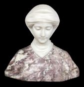 GUGLIELMO PUGI Fiesole circa 1850 - 1915 Florence Bust of woman made of alabaster and