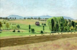 RUPPRECHT, WOLFGANG Herrenberg 1947 Landschaft bei Herrenberg. Öl/Karton, signiert und datiert: