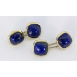 PAAR MANSCHETTENKNÖPFE 585/000 Gelbgold mit Lapislazuli. Brutto ca. 7,9g A PAIR OF CUFFLINKS 585/