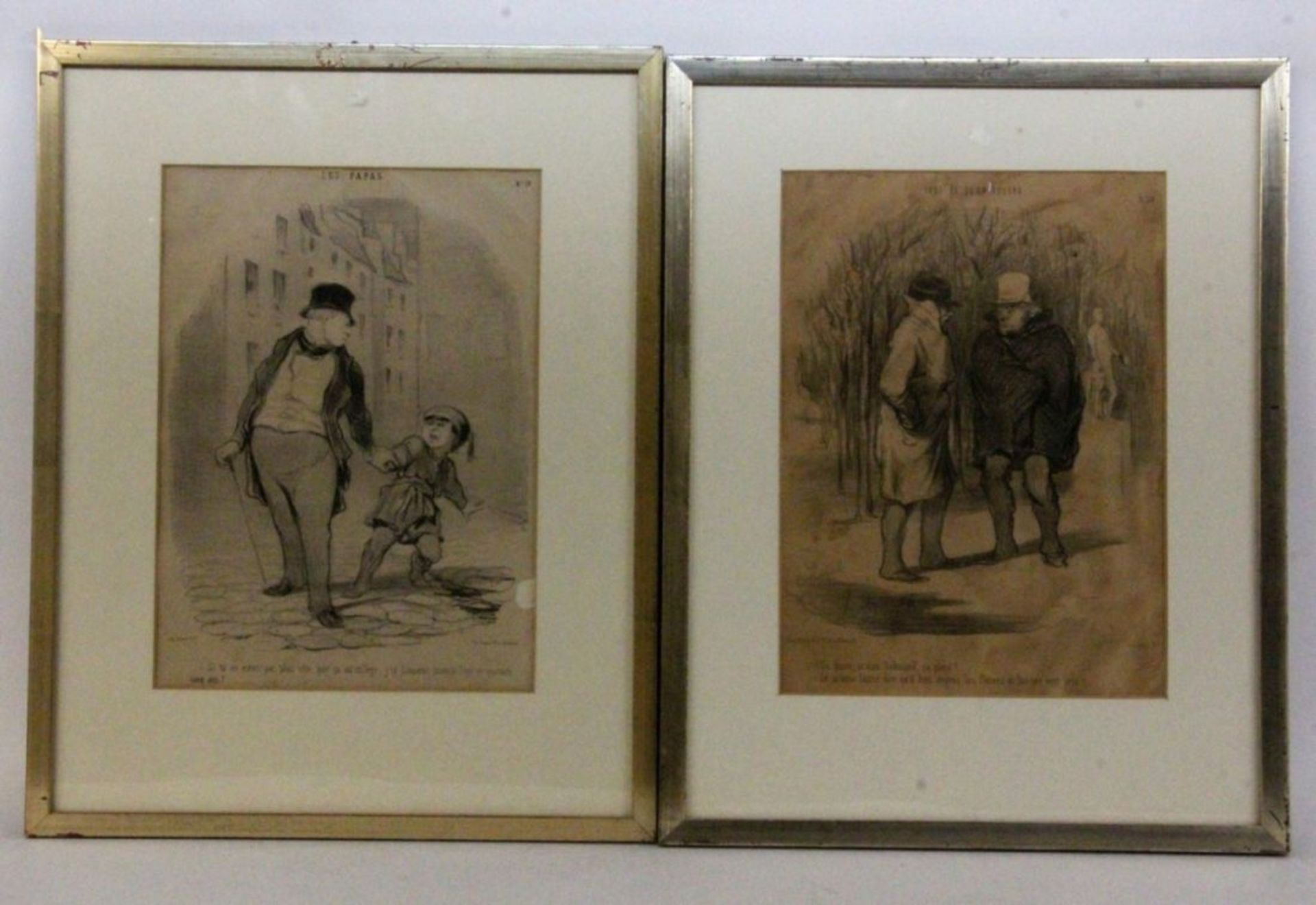 DAUMIER, HONORÉ Marseille 1810 - 1879 Valmondois 2 Lithos aus Charivari. Ca. 30x22cm, Ra. DAUMIER,