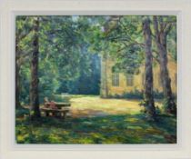 DIEZ, HUGO Crailsheim 1863 - 1943 Metzingen Personen im Schlosspark. Öl/Lwd., signiert. 57x71cm,