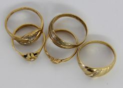 LOT VON 5 DAMENRINGEN 585/000 Gold