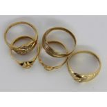 LOT VON 5 DAMENRINGEN 585/000 Gold