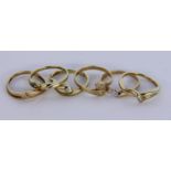 LOT VON 6 DAMENRINGEN 585/000 Gelbgold