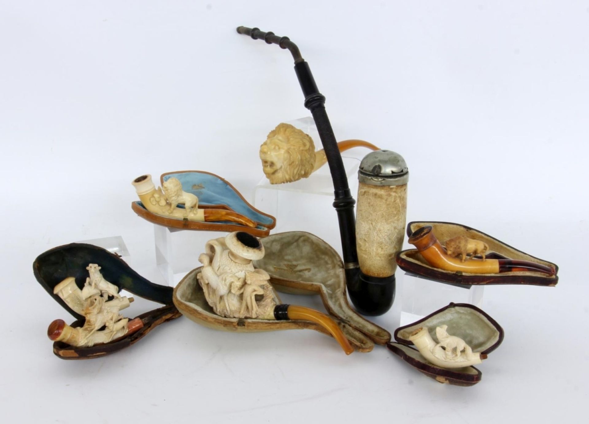 LOT VON 8 ALTEN MEERSCHAUMPFEIFEN mit