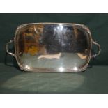 A good quality early 20th century two-handled silver plated Tray, rounded rectangular form with