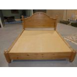 Super king size Pine Bed Stead with arched Headboard, mattress size 6ft wide, 6ft 6 long