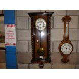 Vienna style twin weight eight-day Wall Clock, no pediment