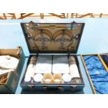 A 1950s Brexton Picnic set for four in sky blue case