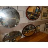 Five assorted Wall Mirrors inc 2 unframed Deco style