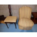 An upholstered Nursing chair and a similar upholstered Footstool